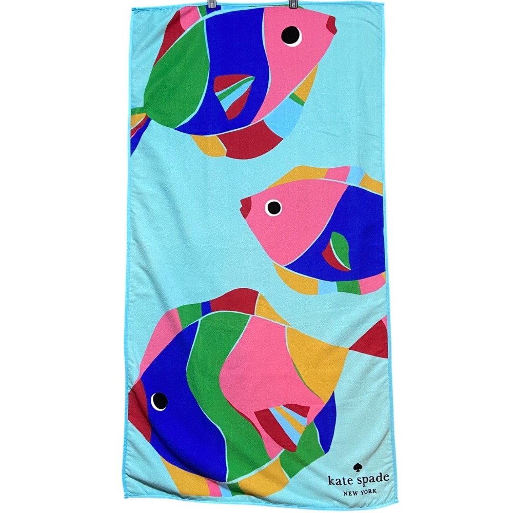 Kate Spade New York Tropical Fish Beach Towel Blue Multi Color Plush Polyester